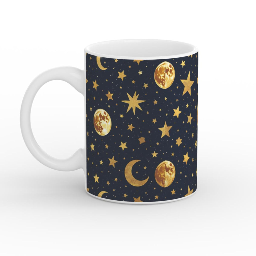 Celestial Moon & Stars Mug | Magical Galaxy Coffee Cup - Framed Pop Art
