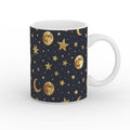 Celestial Moon & Stars Mug | Magical Galaxy Coffee Cup - Framed Pop Art