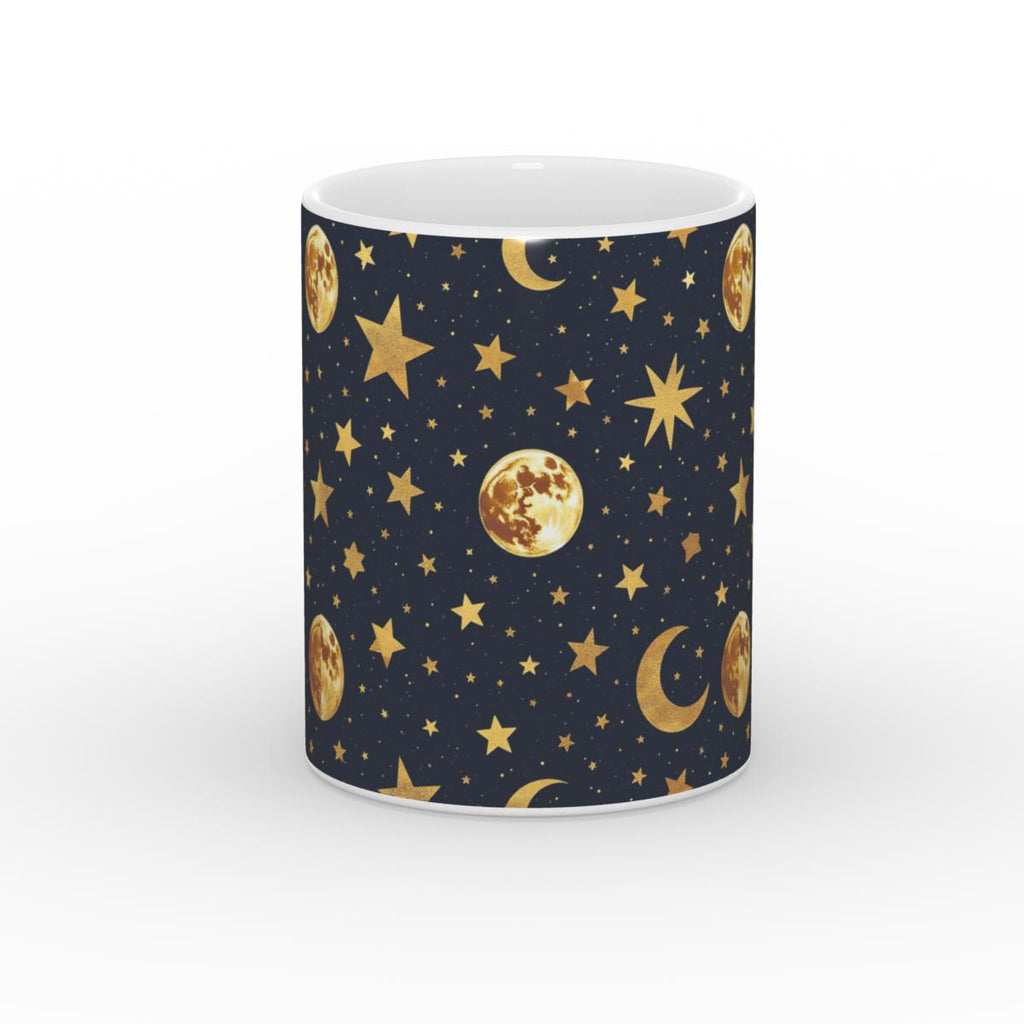 Celestial Moon & Stars Mug | Magical Galaxy Coffee Cup - Framed Pop Art