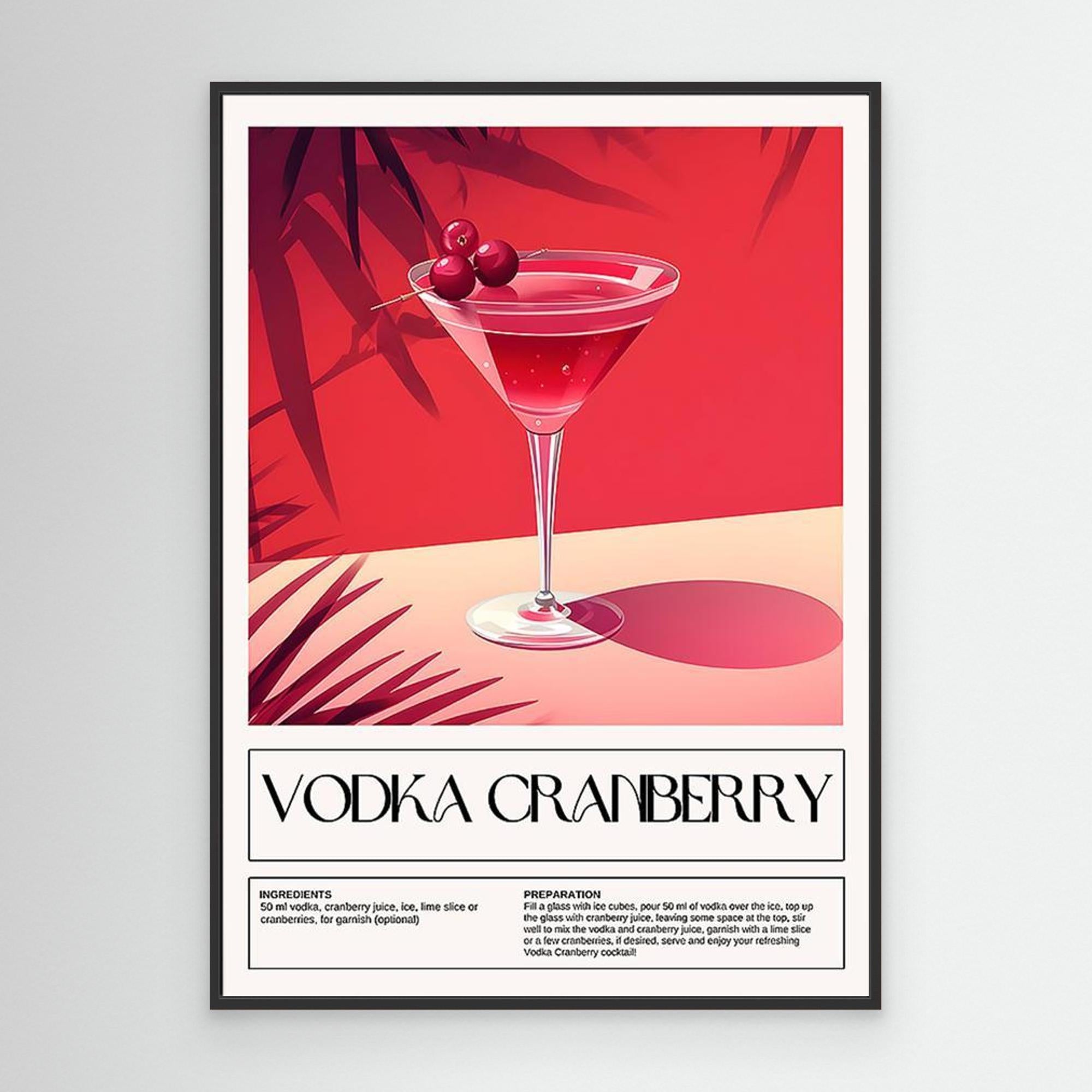 Vodka Cranberry Cocktail Recipe Wall Art for Home Bar Decor