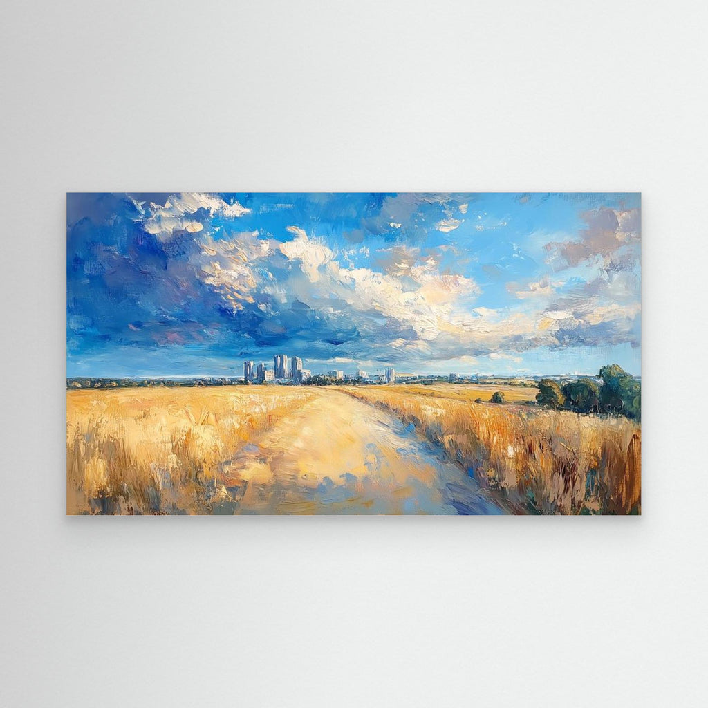 Ashford Skyline & Fields Countryside Canvas Print - Framed Pop Art