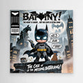Bat-Tiny Chibi Superhero Art Print | Cute Comic Wall Art - Framed Pop Art