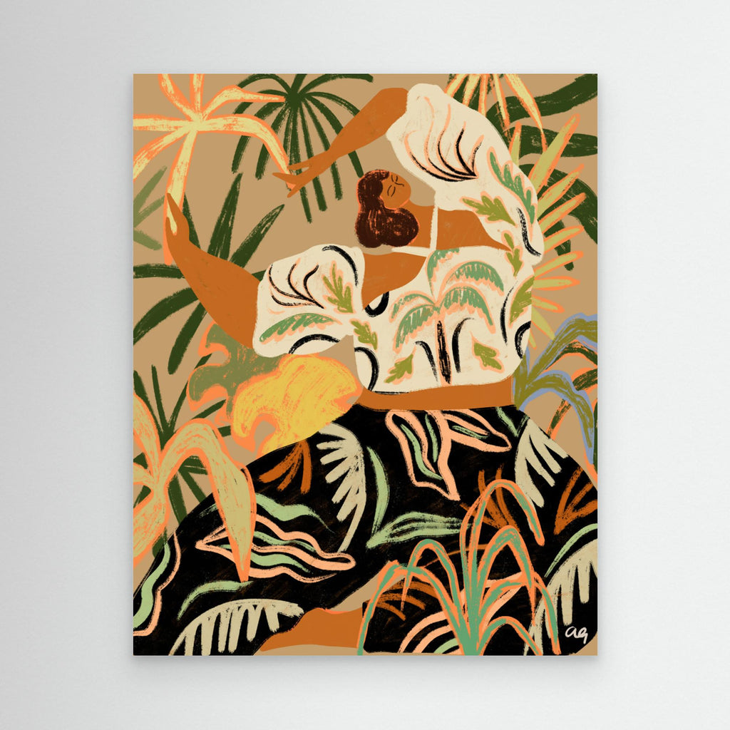 Hallway Wall Art – Tropical Woman Dancing Canvas Print - Framed Pop Art