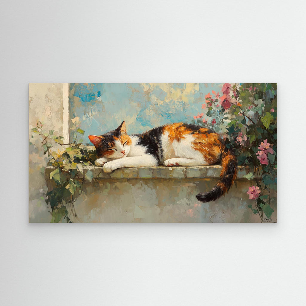 Large Framed Wall Art – Cosy Cat Lounge Decor Print - Framed Pop Art