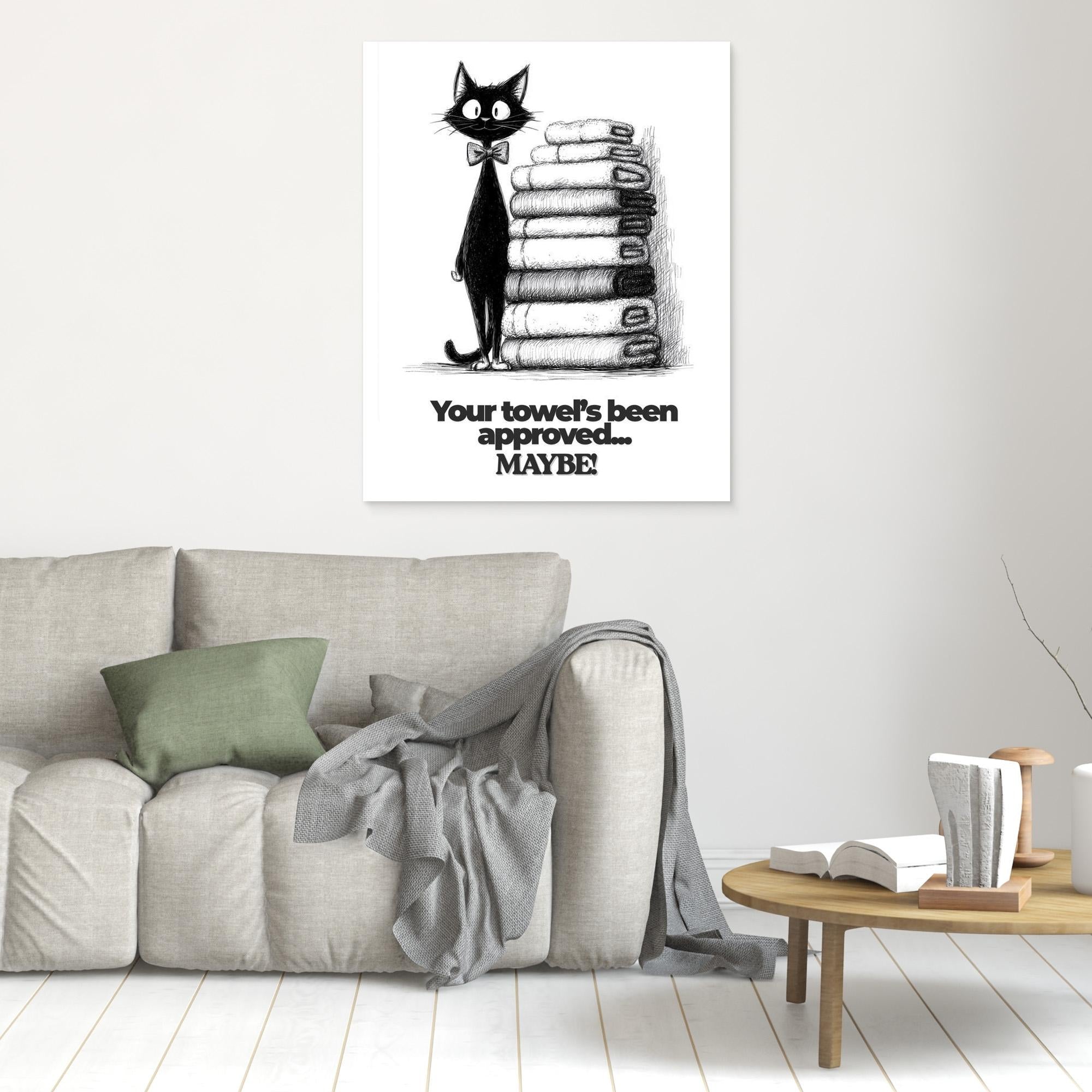 Your Towel's Been Approved Cat Wall Art | Quirky Bathroom Print