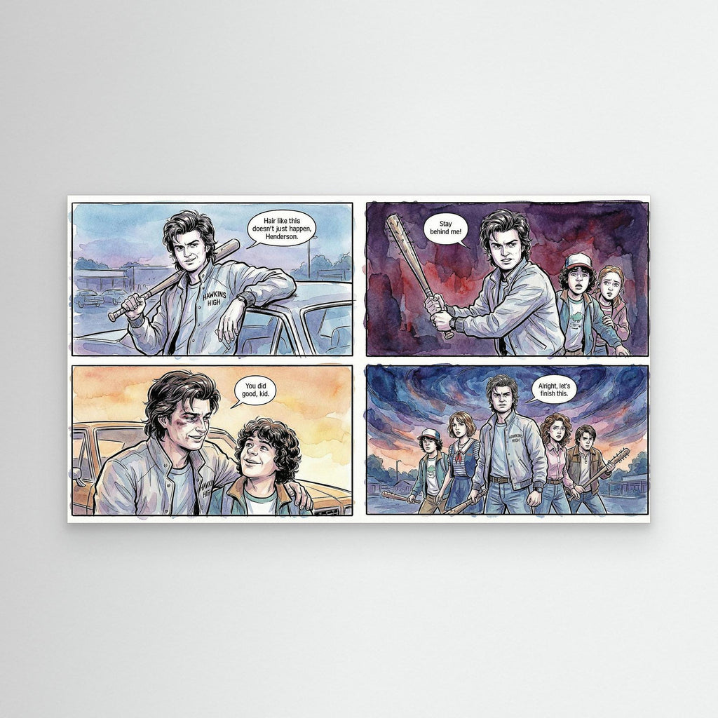 Stranger Hero Comic Canvas Print | Hawkins Style Wall Art