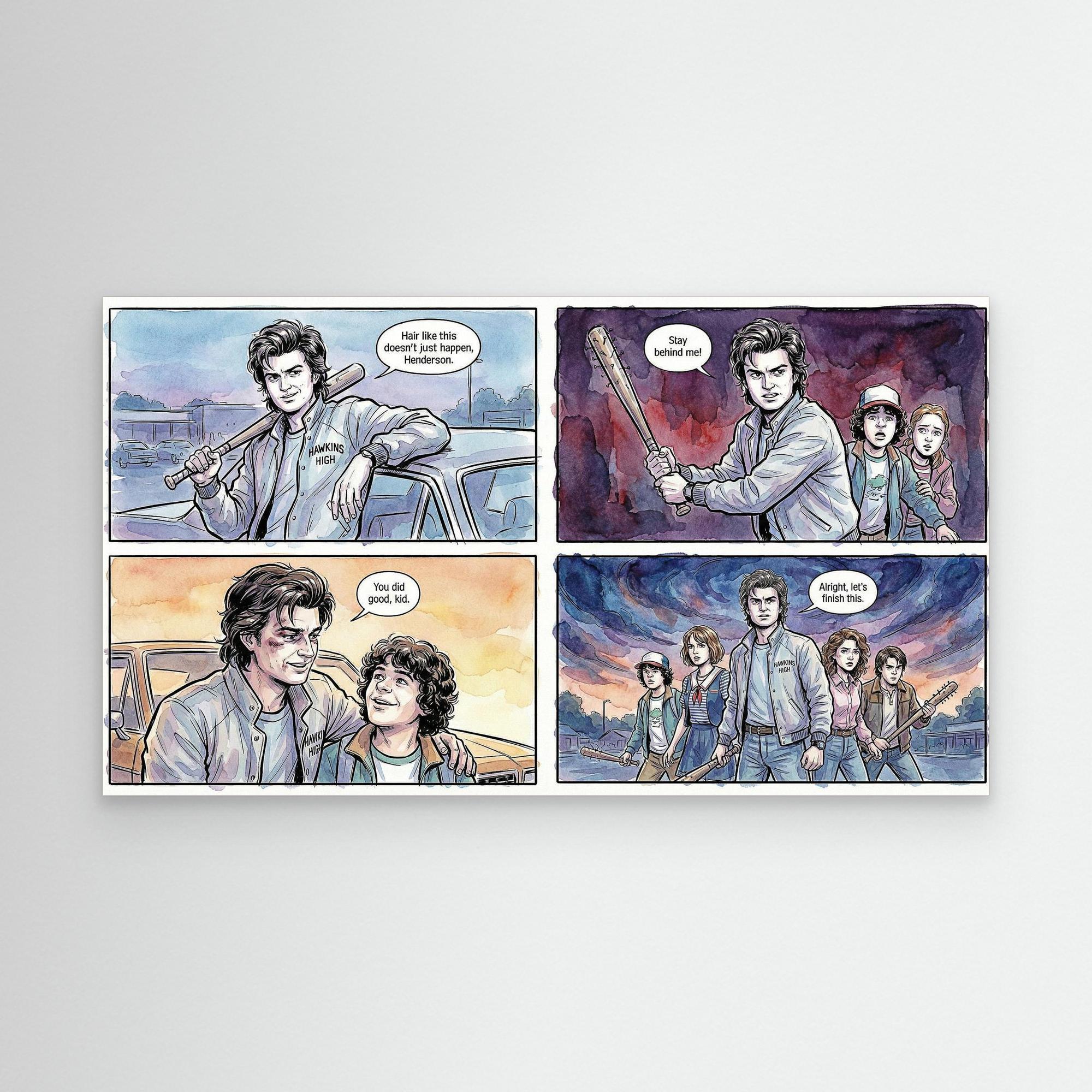 Stranger Hero Comic Canvas Print | Hawkins Style Wall Art