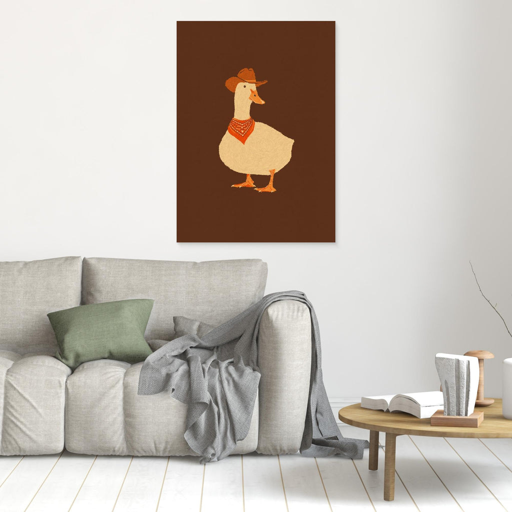 Cowboy Duck Art Print | Fun Nursery & Kid's Room Decor - Framed Pop Art