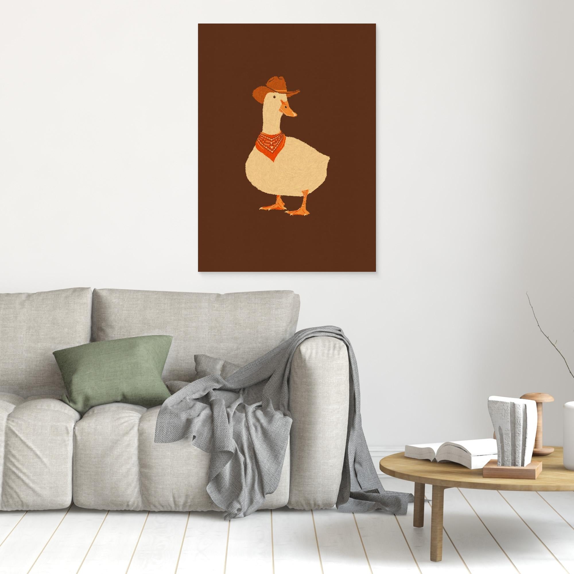 Cowboy Duck Art Print | Fun Nursery & Kid's Room Decor - Framed Pop Art