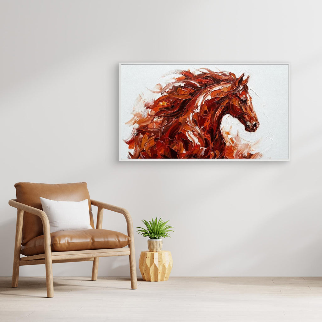 Fire Horse Canvas Print for Modern Living Room Decor - Framed Pop Art