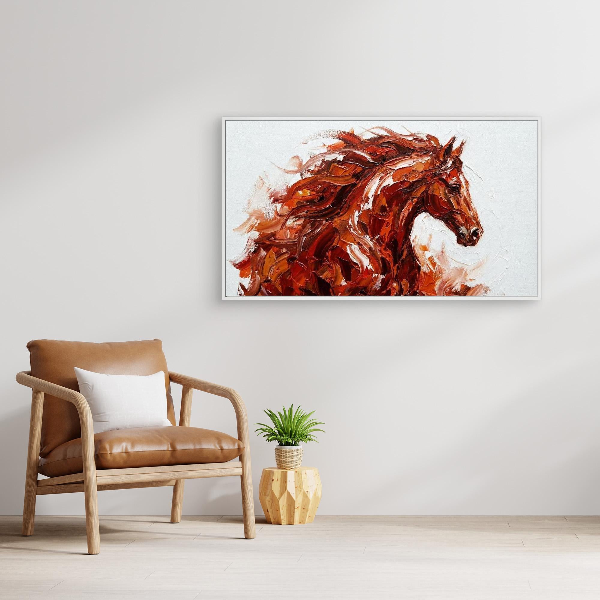 Fire Horse Canvas Print for Modern Living Room Decor - Framed Pop Art