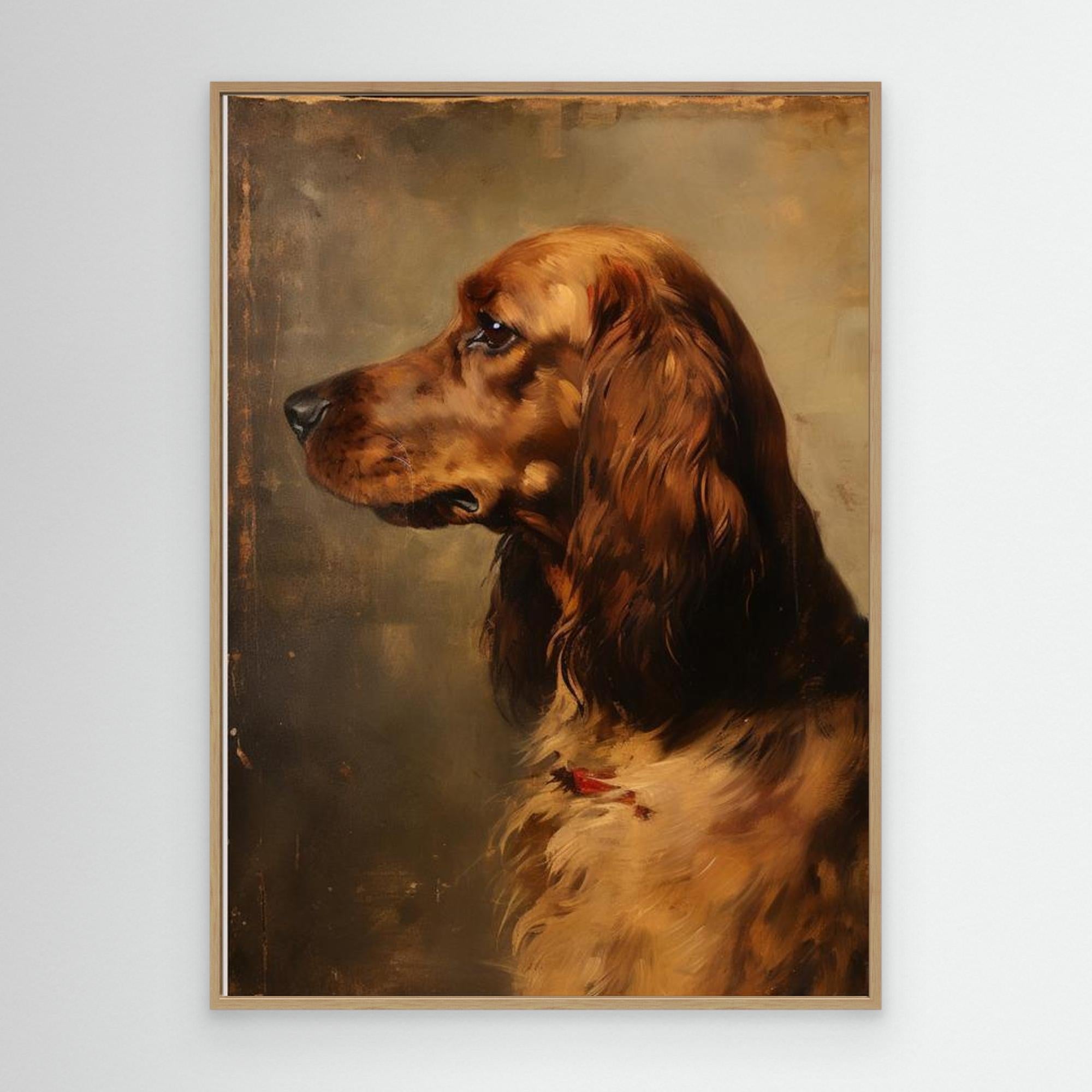 Vintage Setter Dog Oil Painting | Hallway Wall Art - Framed Pop Art