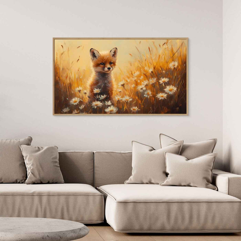 Fox Cub Nursery Wall Art | Woodland Animal Framed Canvas