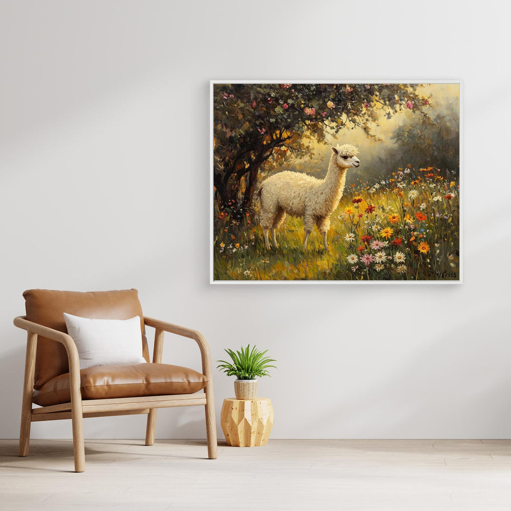 Alpaca Meadow Wall Art Canvas Print for Nursery Room