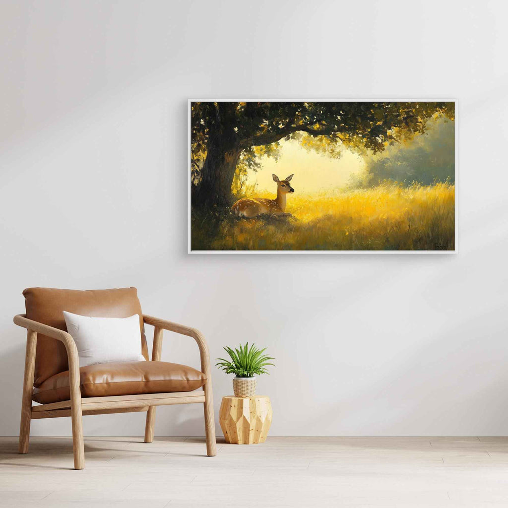 Woodland Fawn Art | Nursery Deer Canvas Print | 80 x 45 cm
