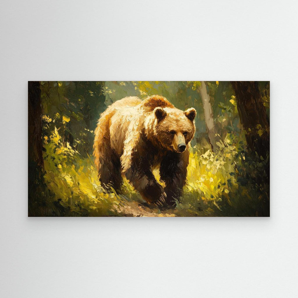 Grizzly Bear Oil Painting Effect Canvas Wall Art