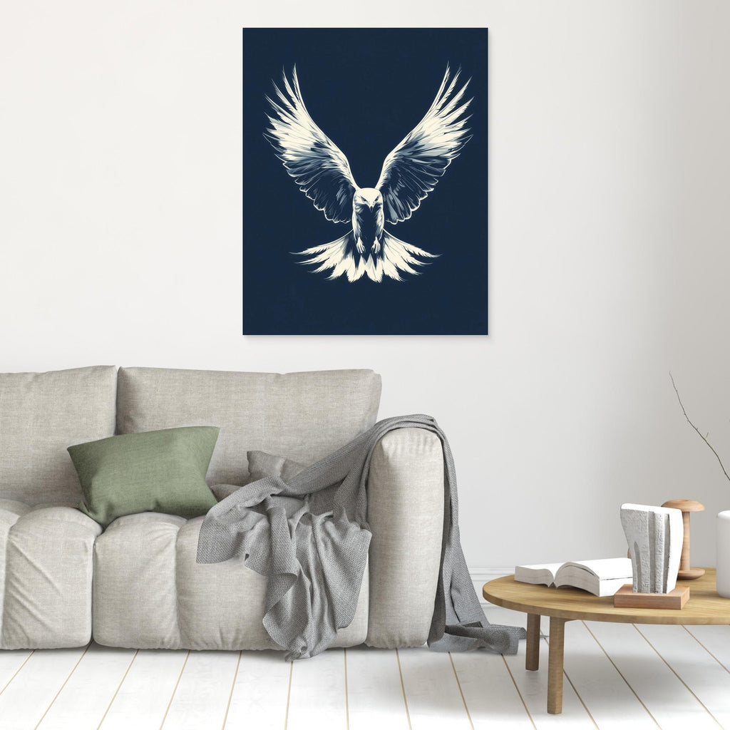 Hallway Wall Art – Navy Eagle Canvas Print - Framed Pop Art