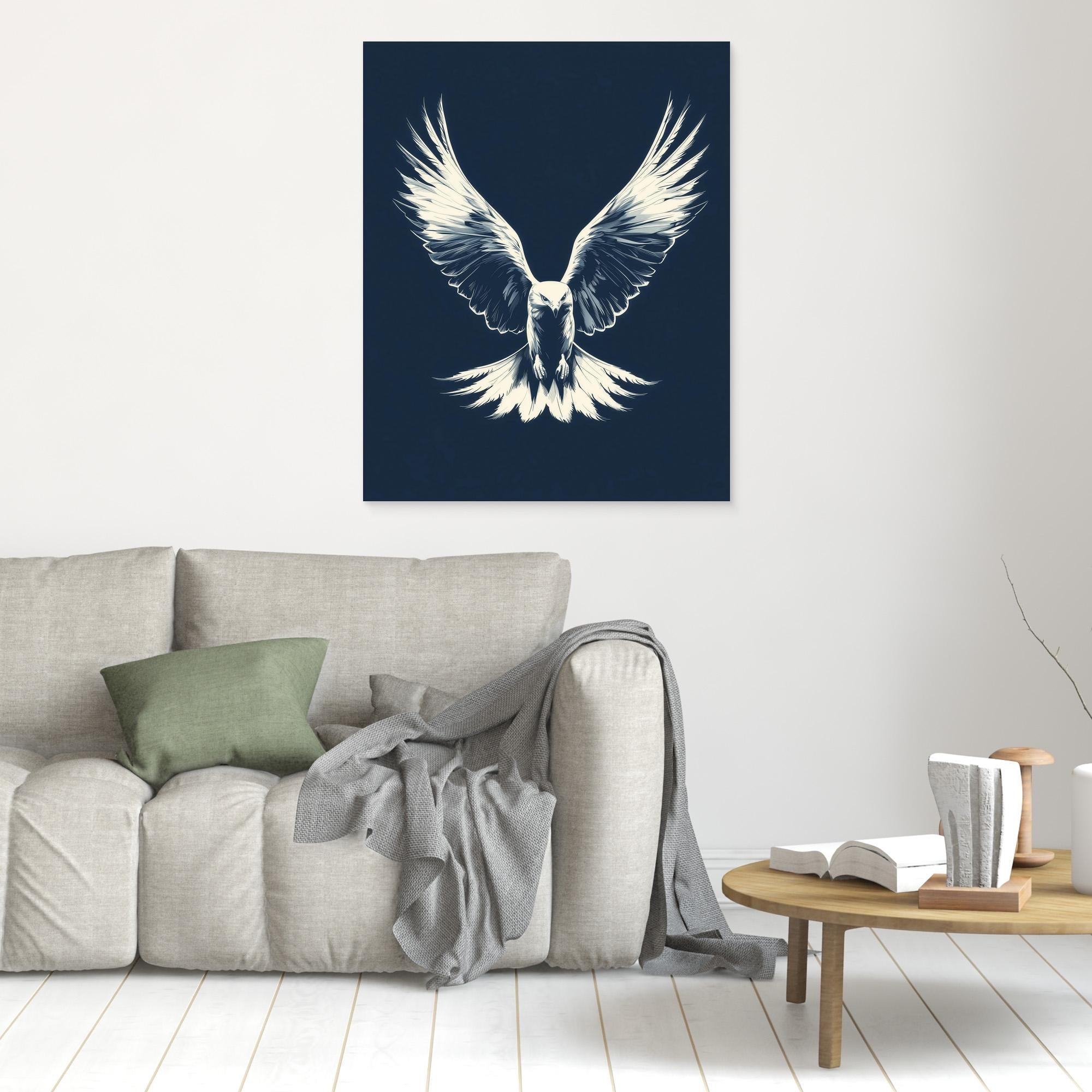 Hallway Wall Art – Navy Eagle Canvas Print - Framed Pop Art