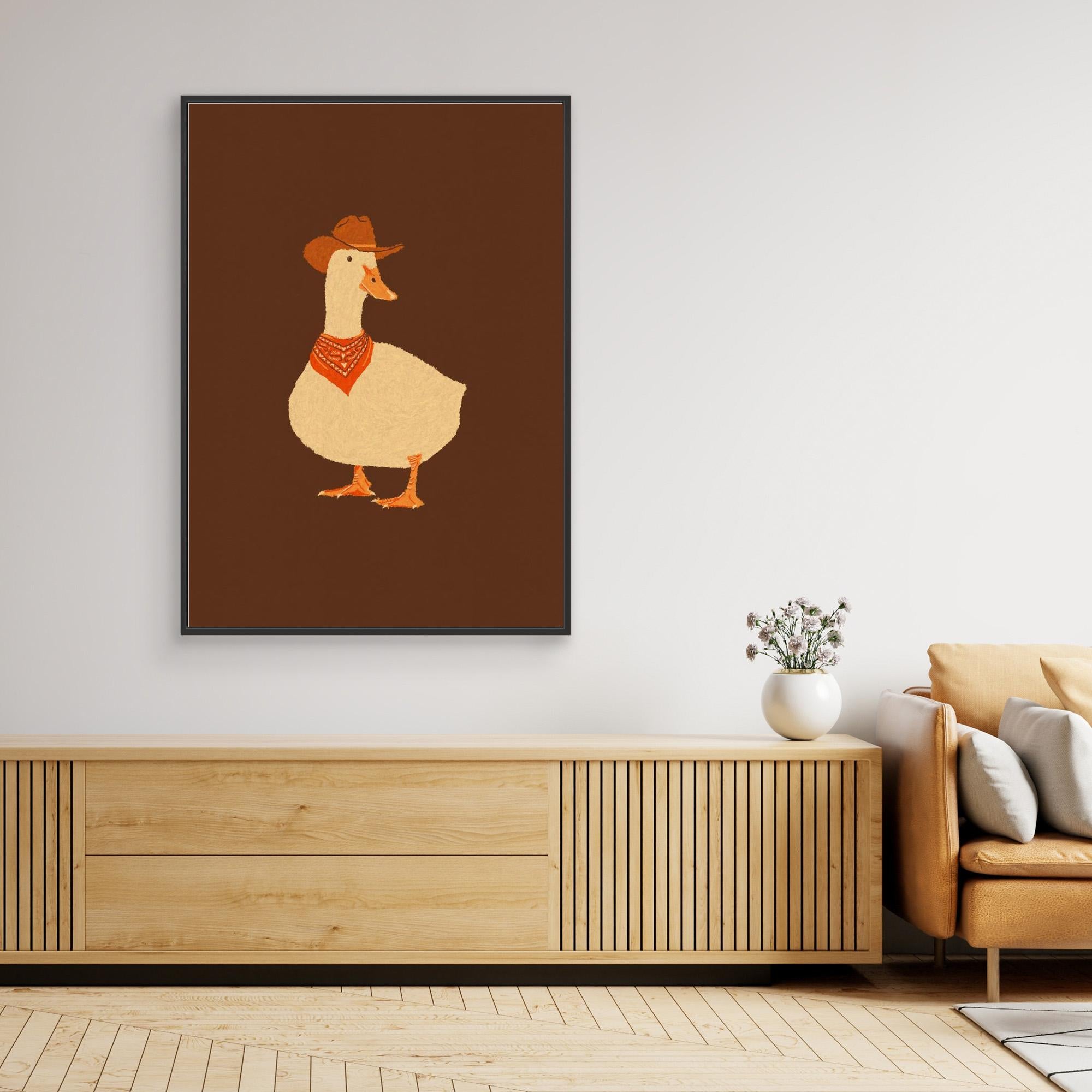 Cowboy Duck Art Print | Fun Nursery & Kid's Room Decor - Framed Pop Art