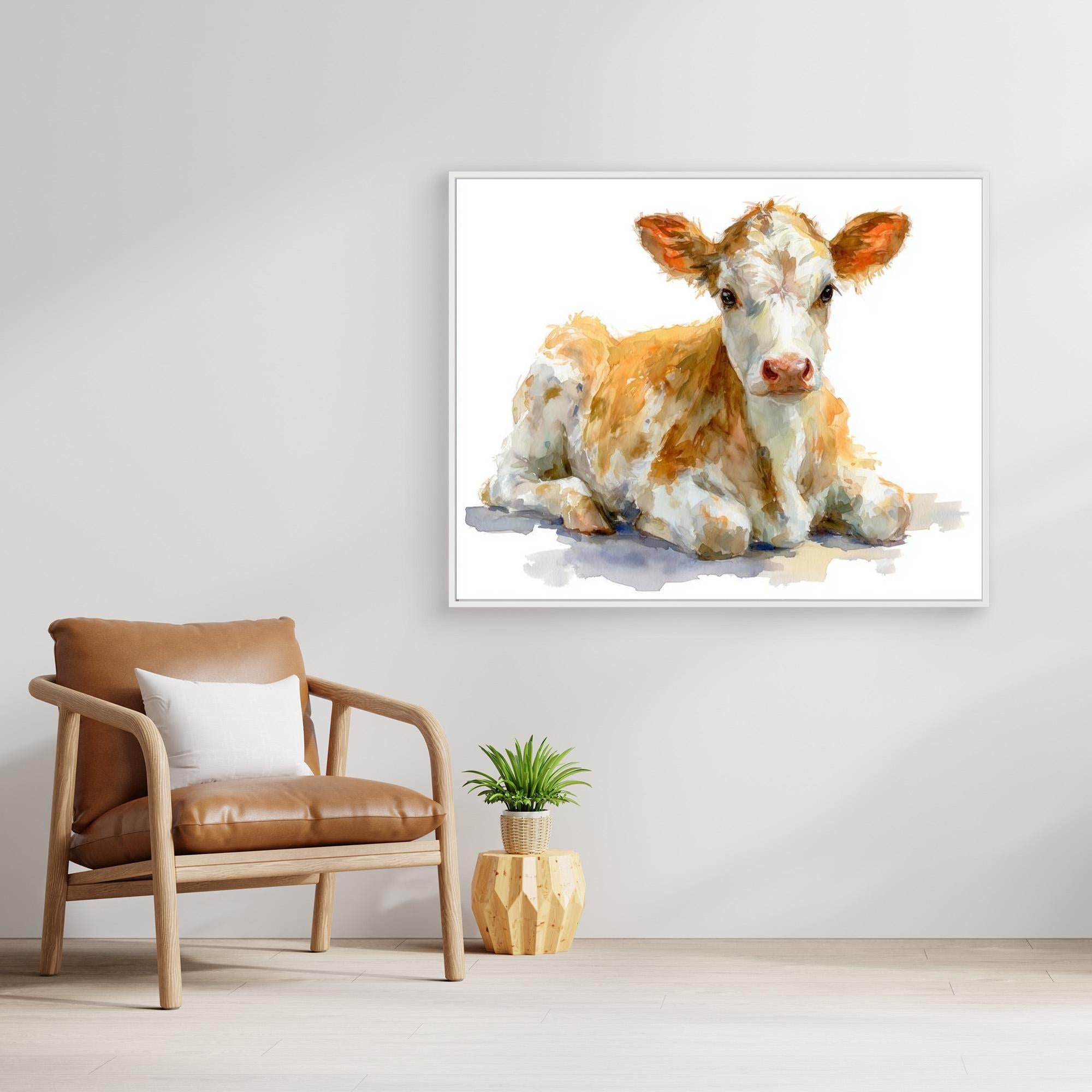 Cute Baby Calf Nursery Wall Art | Farmhouse Animal Decor - Framed Pop Art