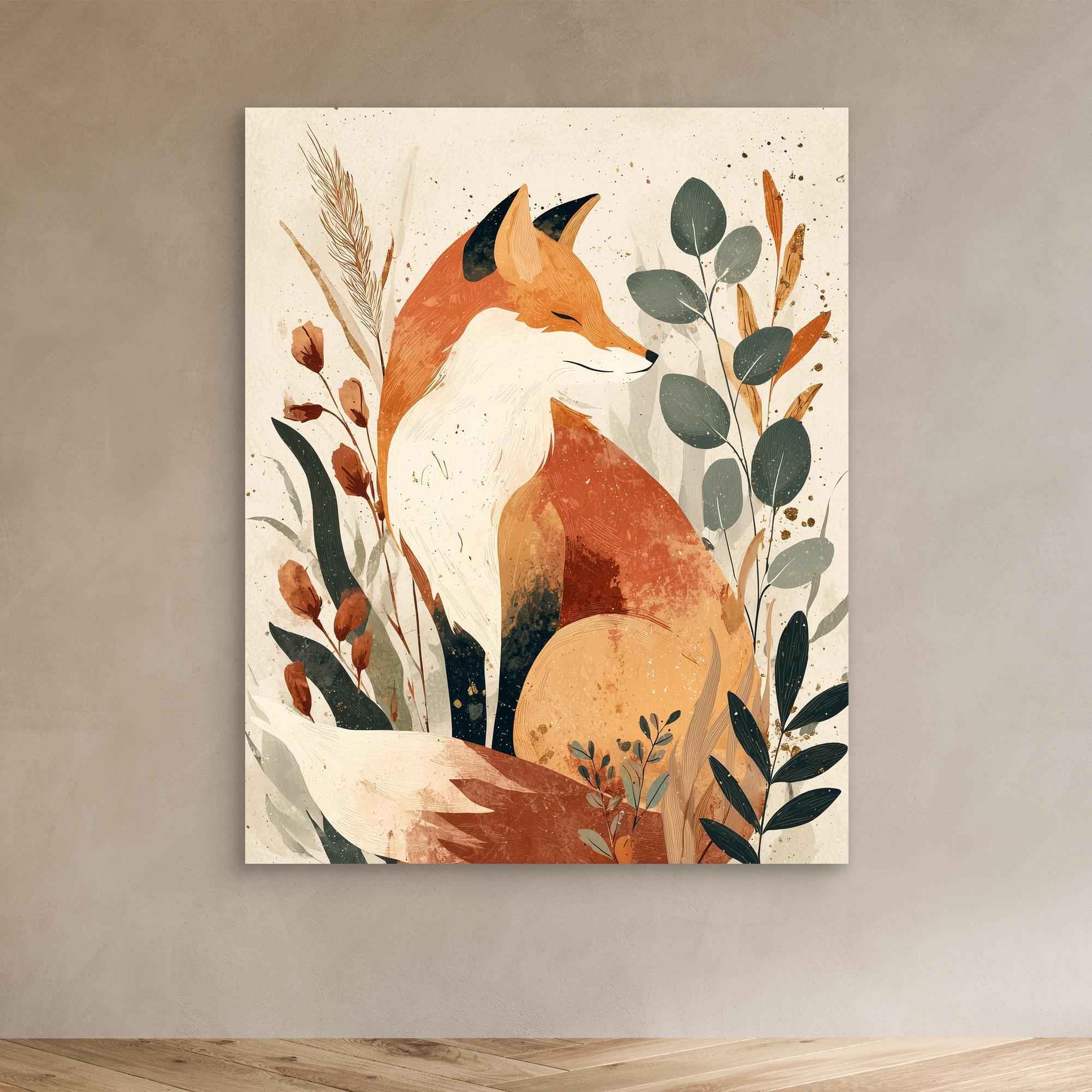 Serene Fox Woodland Canvas Art - Framed Pop Art