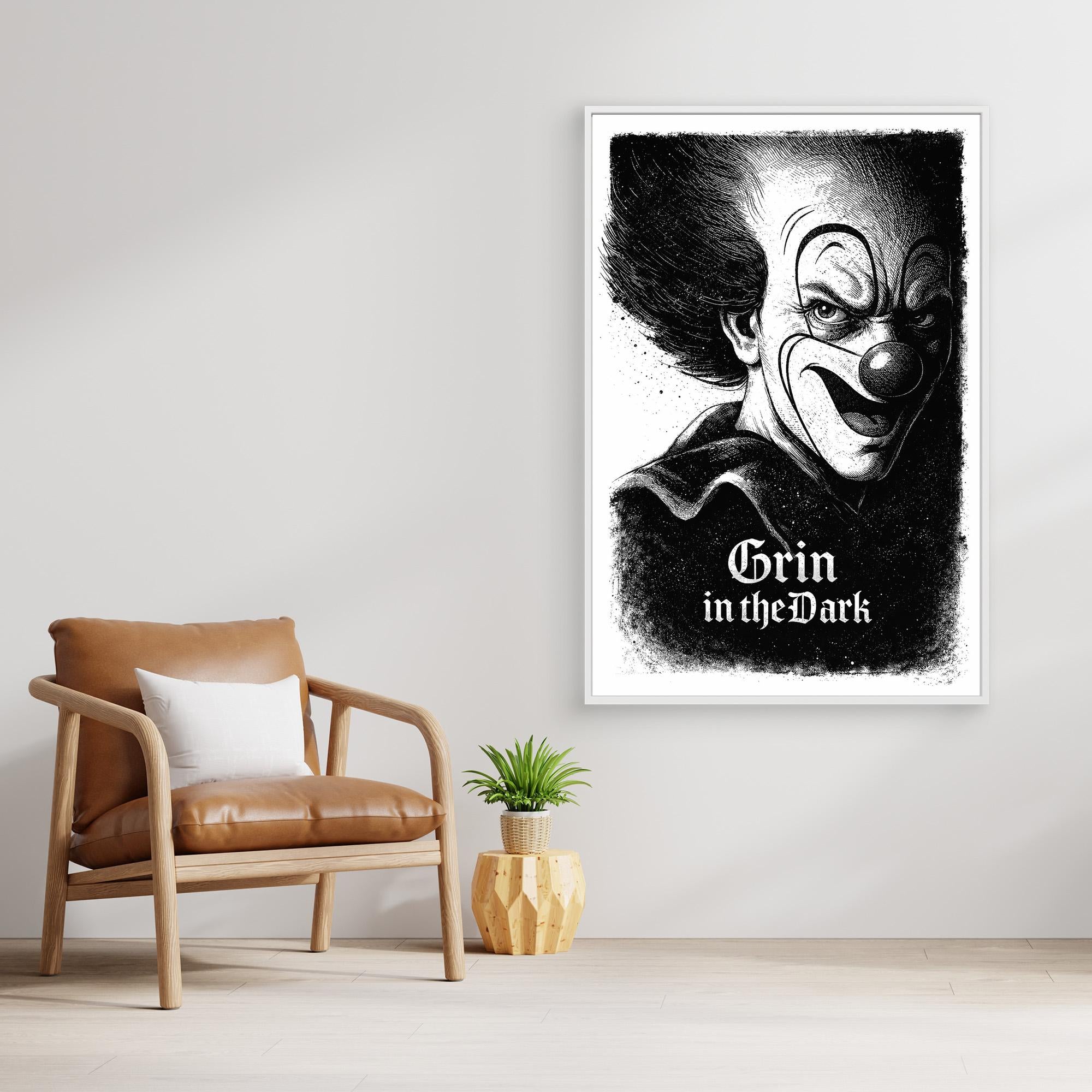 Grin in the Dark Creepy Clown Canvas