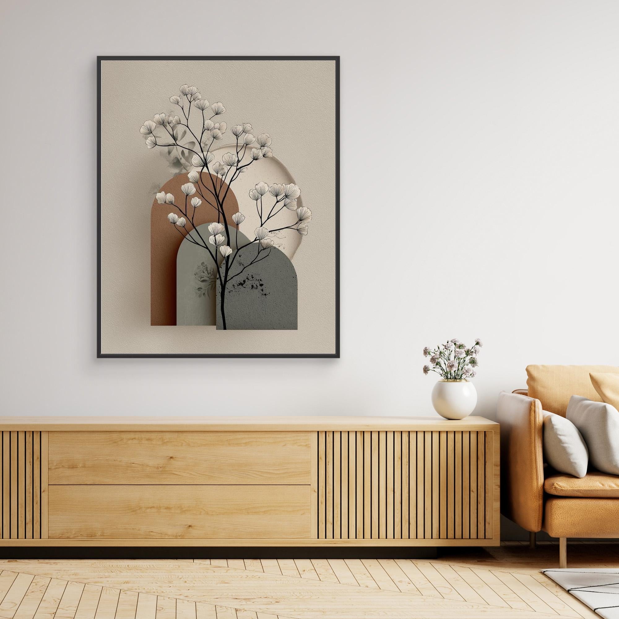 Minimalist Botanical Arch Framed Canvas Wall Art