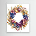 Autumn Harvest Wreath Art Print | Fig & Grape Wall Decor - Framed Pop Art