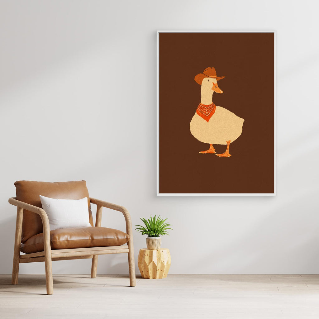 Cowboy Duck Art Print | Fun Nursery & Kid's Room Decor - Framed Pop Art