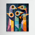 Colorful Geometric Birds Canvas Art | Modern Abstract Wall Decor - Framed Pop Art