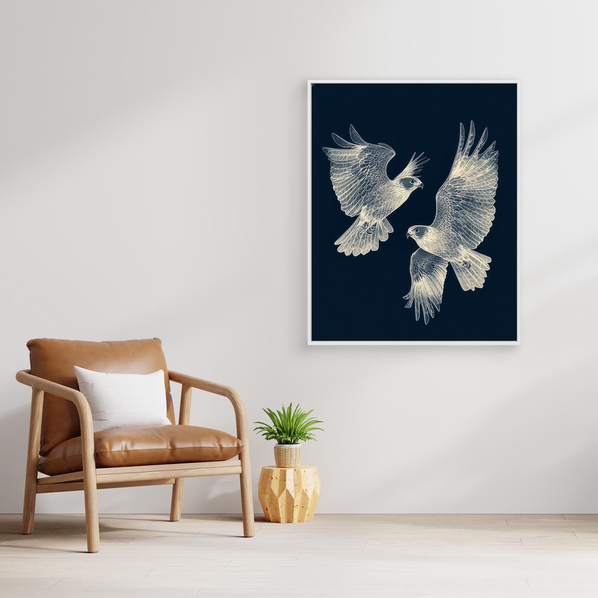 Large Framed Wall Art – Elegant Falcon Birds Canvas - Framed Pop Art