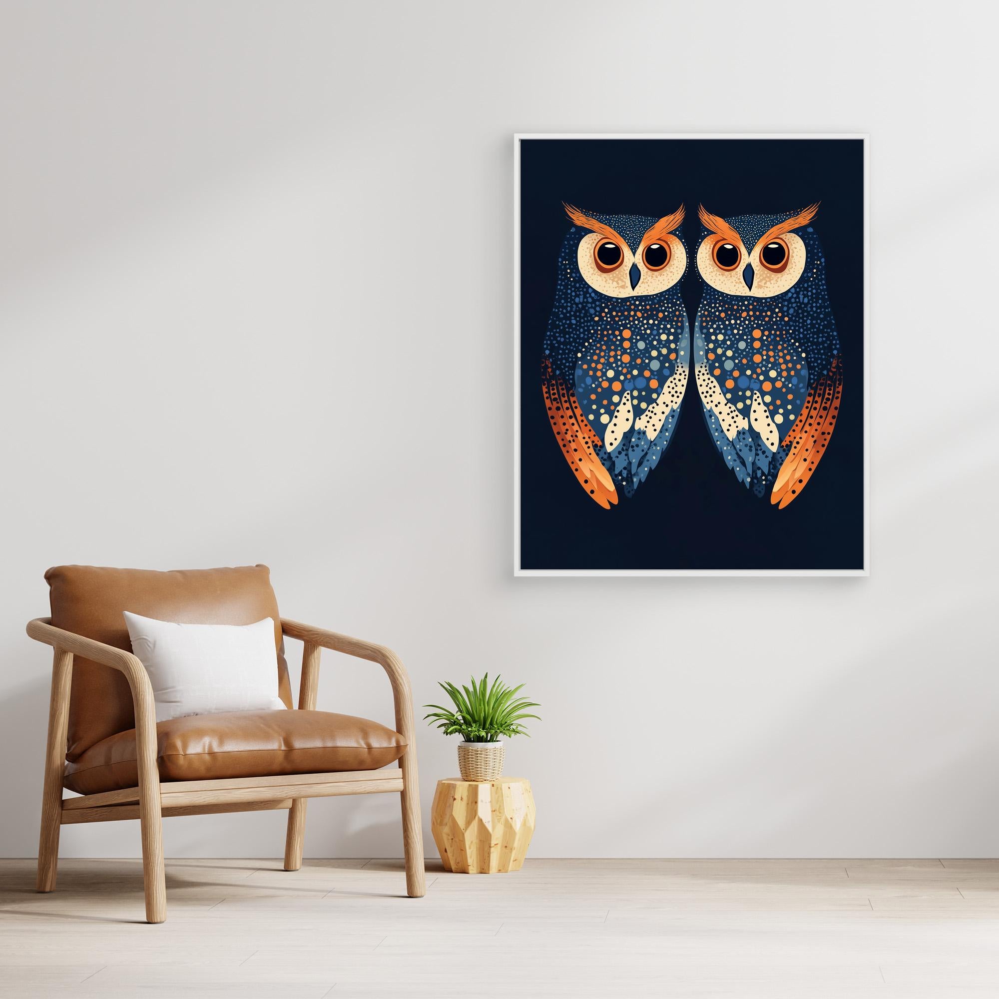 Hallway Wall Art – Modern Owl Canvas Print - Framed Pop Art