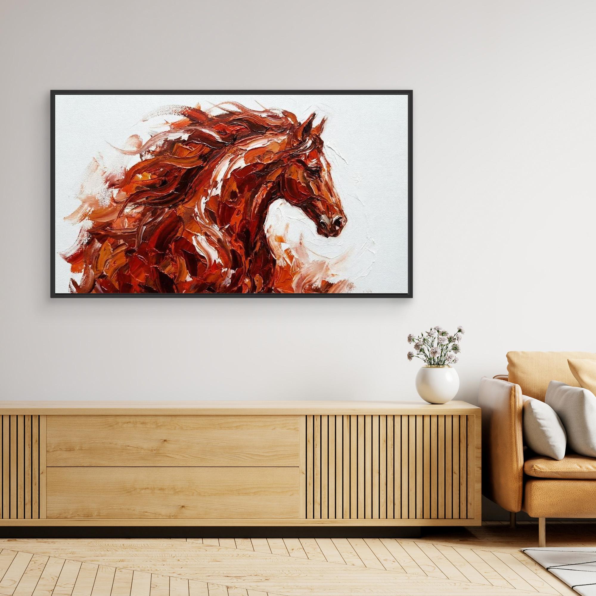 Fire Horse Canvas Print for Modern Living Room Decor - Framed Pop Art