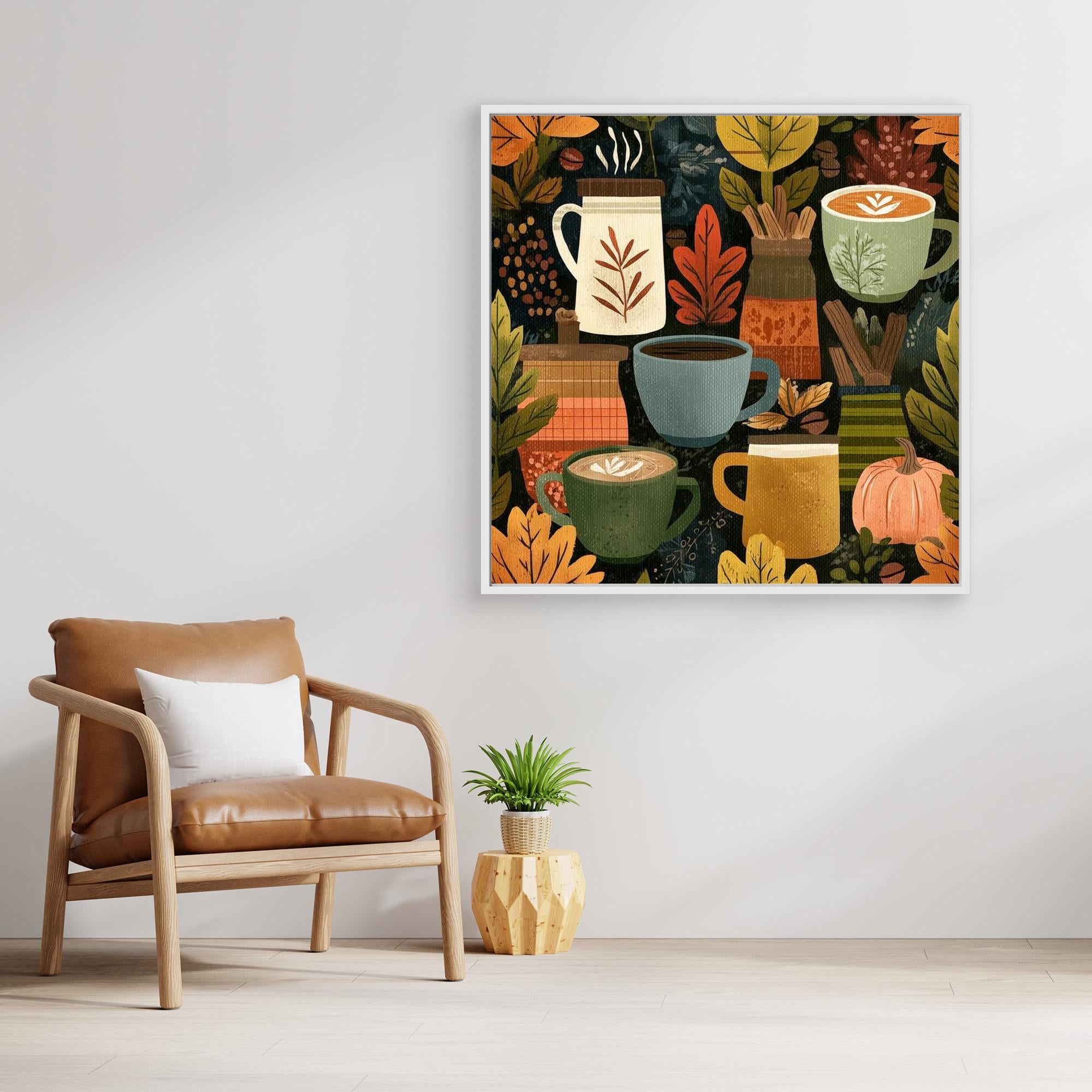 Autumn Coffee Mugs Wall Art | Cosy Kitchen & Nursery Decor