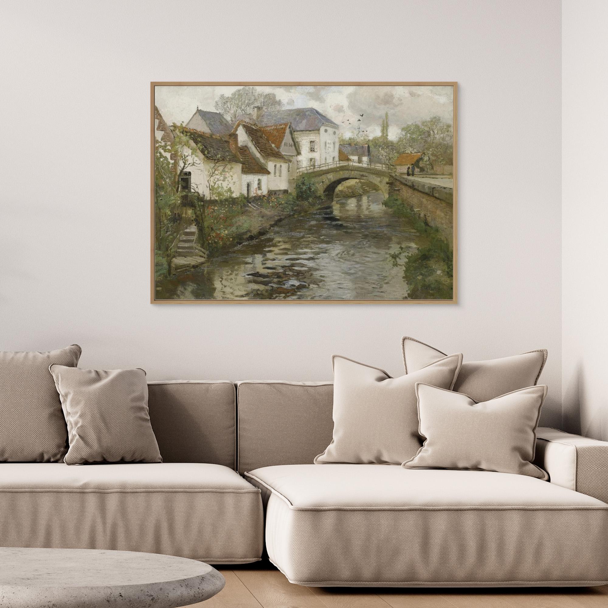 Vintage English Cottage Landscape | Rustic Farmhouse Hallway Wall Art - Framed Pop Art