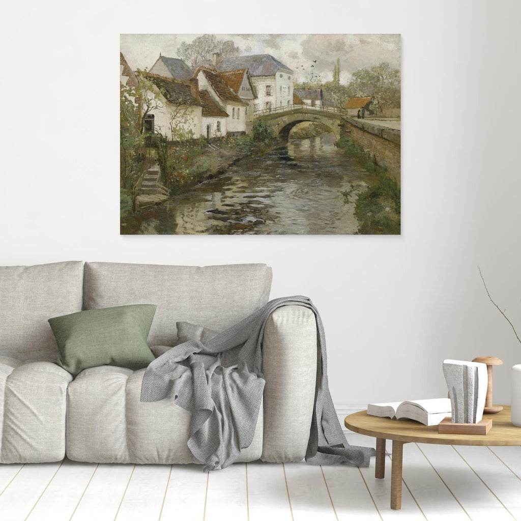 Vintage English Cottage Landscape | Rustic Farmhouse Hallway Wall Art - Framed Pop Art