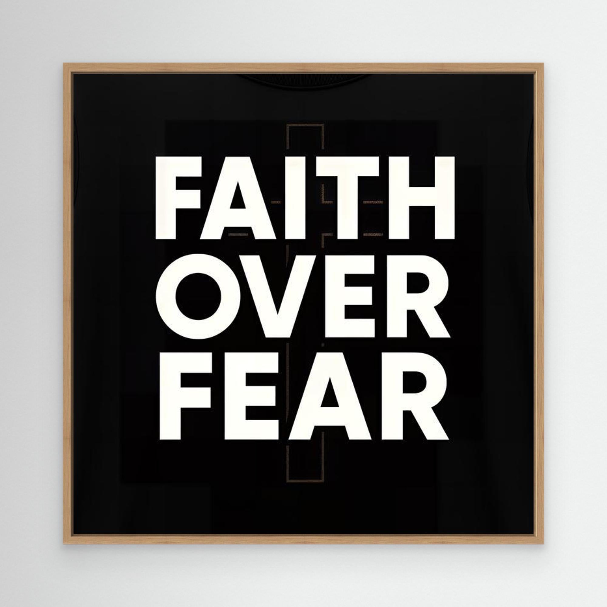 Faith Over Fear Wall Art | Modern Christian Bedroom Quote