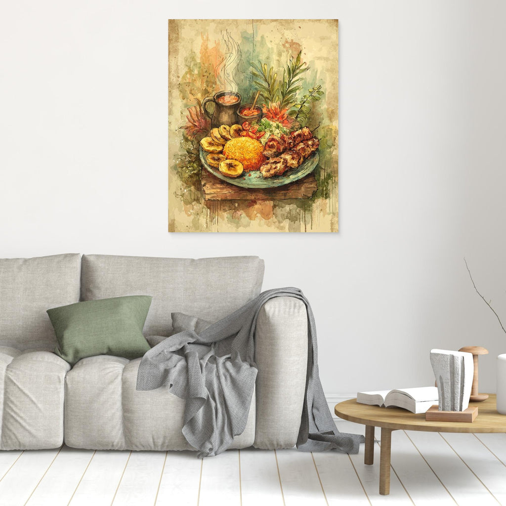Jollof Feast Watercolour Wall Art | Framed Kitchen Decor - Framed Pop Art