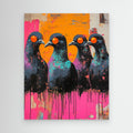 Neon Pigeon Wall Art Canvas for Modern Living Room - Framed Pop Art