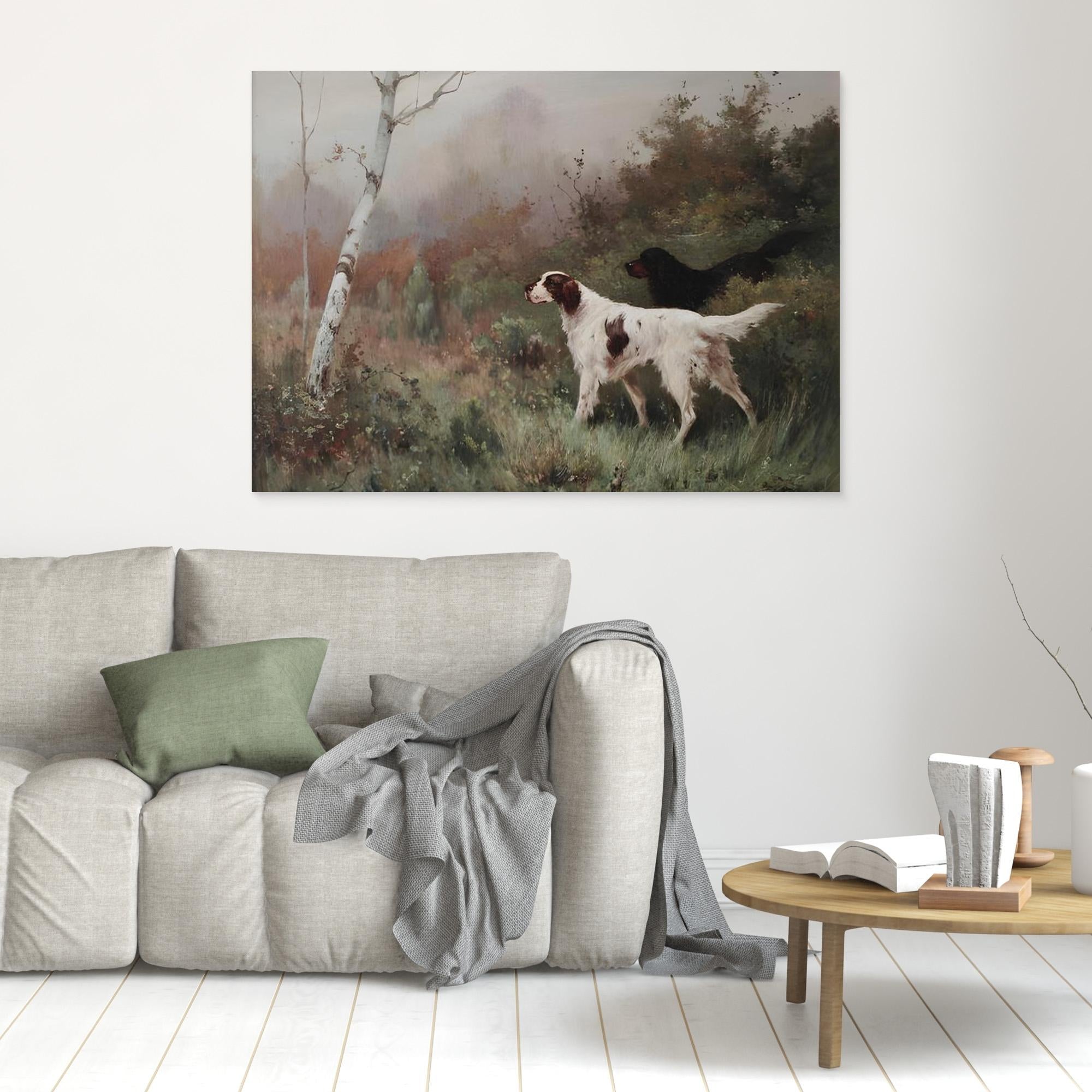 Vintage Hunting Dogs Landscape | Hallway Wall Art - Framed Pop Art