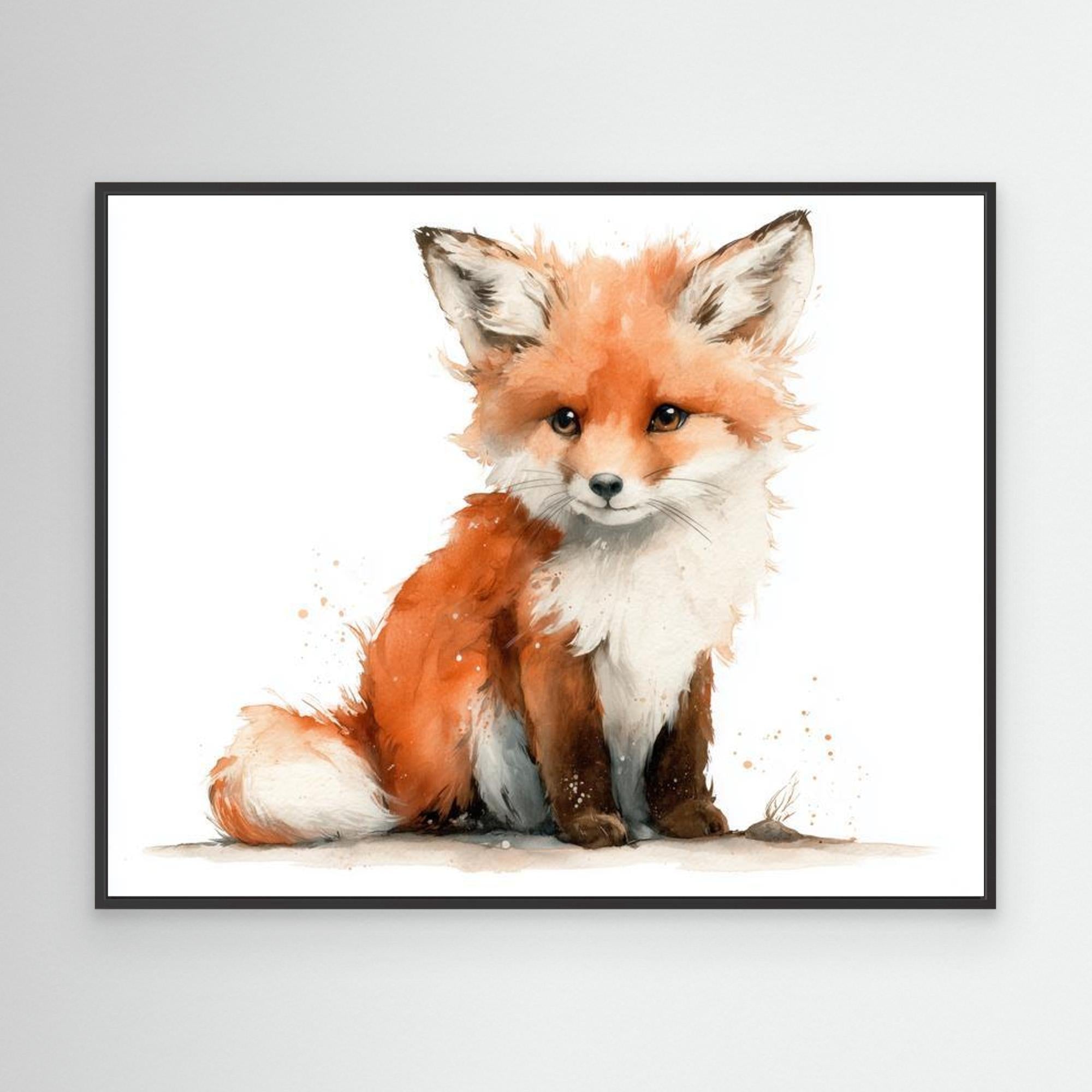 Cute Baby Fox Nursery Wall Art | Woodland Animal Print - Framed Pop Art