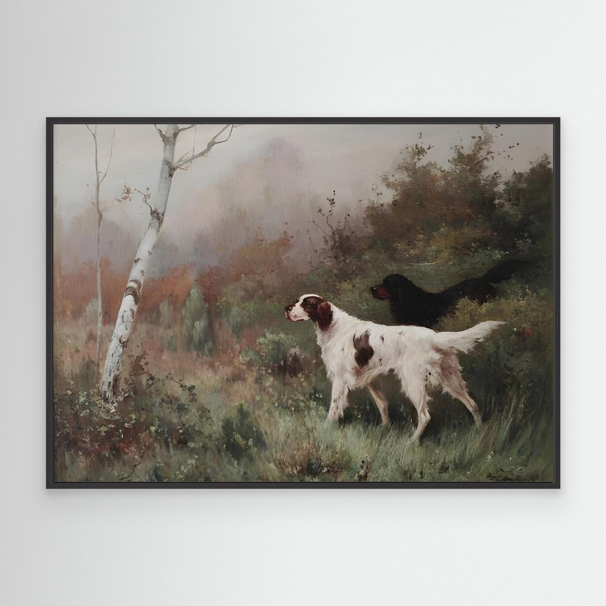 Vintage Hunting Dogs Landscape | Hallway Wall Art - Framed Pop Art