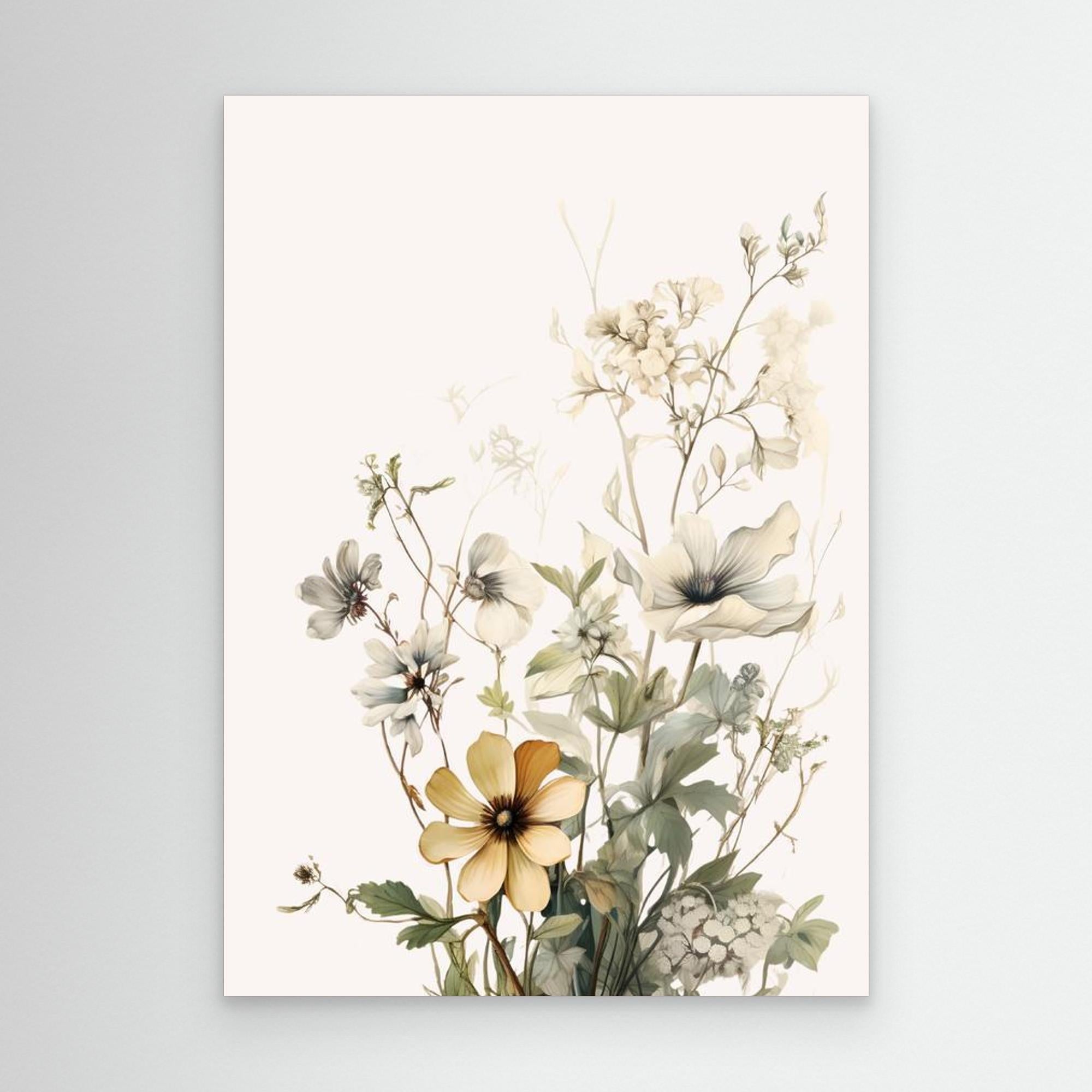 Vintage Floral Meadow Wall Art | Scandi Style Nursery Decor - Framed Pop Art