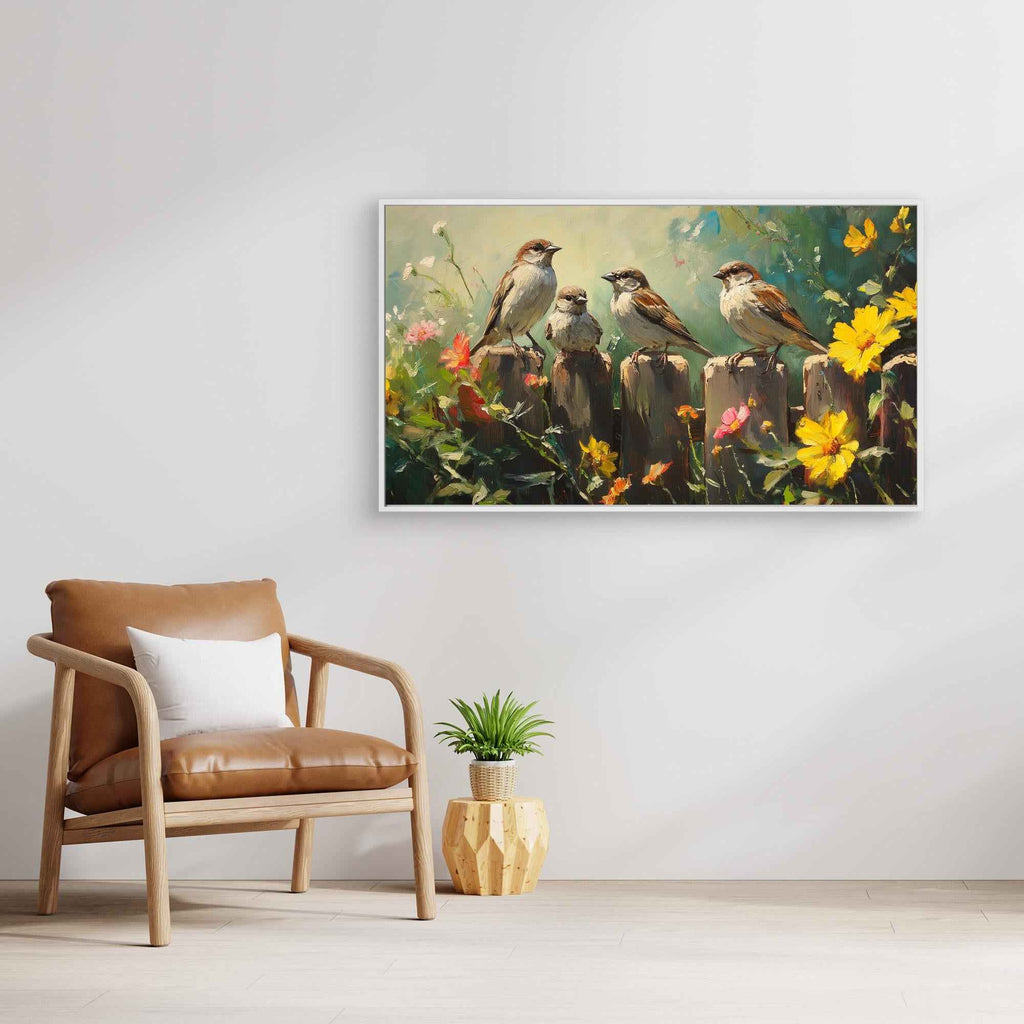 Sparrows on Fence Garden Art | Country Kitchen Wall Decor