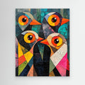 Abstract Bird Family Canvas Print | Vibrant Geometric Wall Art - Framed Pop Art