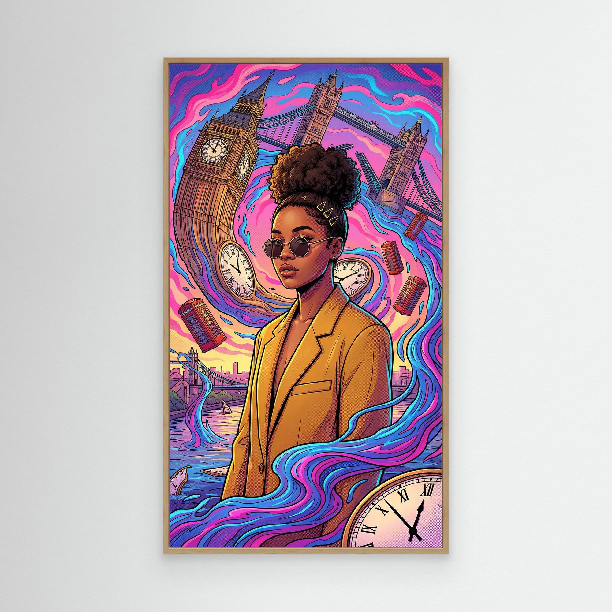 London Dreamscape Surreal Canvas Art | Vibrant Wall Decor - Framed Pop Art
