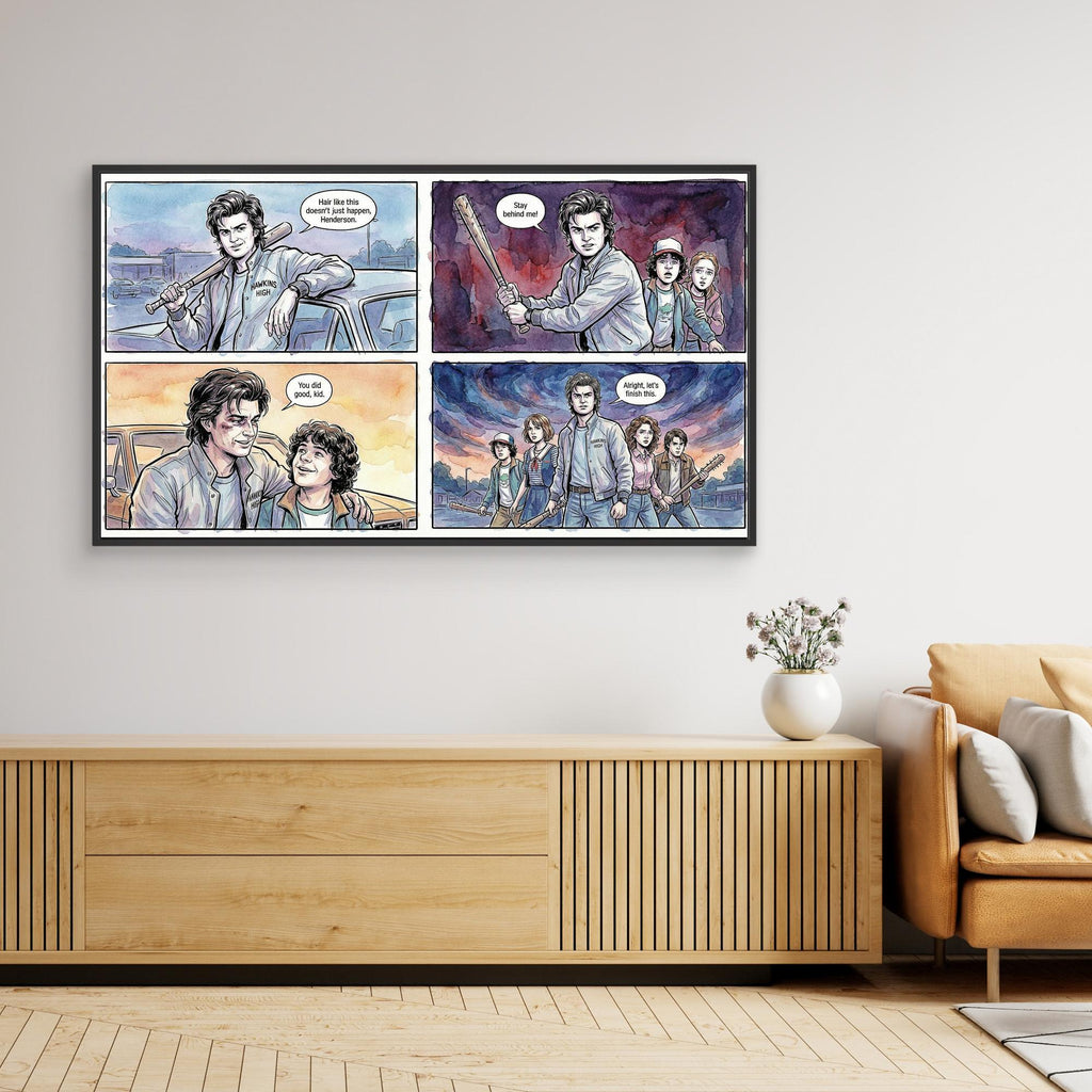 Stranger Hero Comic Canvas Print | Hawkins Style Wall Art