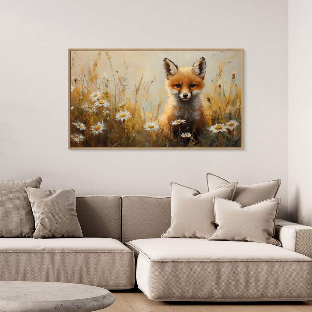 Fox Cub Nursery Wall Art | Woodland Animal Framed Canvas