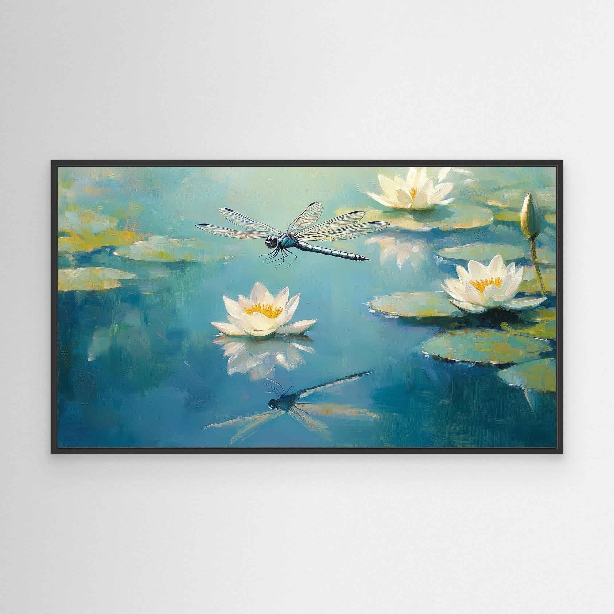 Dragonfly Pond Canvas Print | Bright Spa Wall Decor