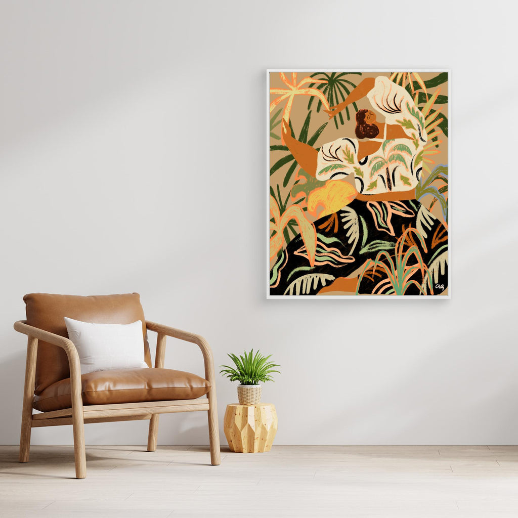 Hallway Wall Art – Tropical Woman Dancing Canvas Print - Framed Pop Art